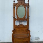Antique Coat Rack With Bench And Mirror