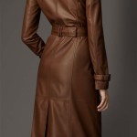Dark Brown Leather Trench Coat Womens