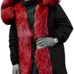 Fur Collar Trench Coat Red
