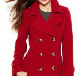 Ladies Red Pea Coat