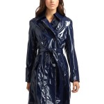 Patent Leather Trench Coat With Hood