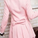 Pink Pea Coat With Bow On Back