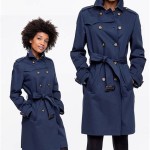 Trench Coat Long Femme Bleu Marine